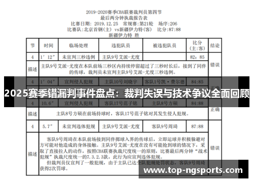 2025赛季错漏判事件盘点：裁判失误与技术争议全面回顾